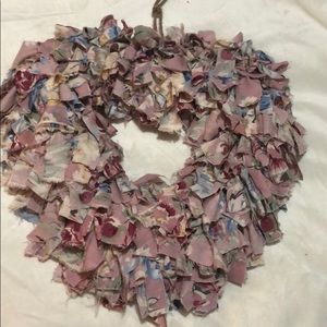 Handmade heart shaped rag wreath